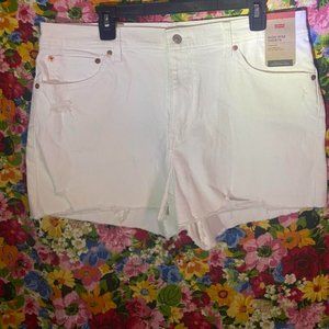 Levis high rise white shorts